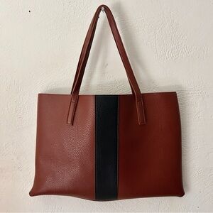 Elegant Vintage Camuto Brown Tote with Black Accent